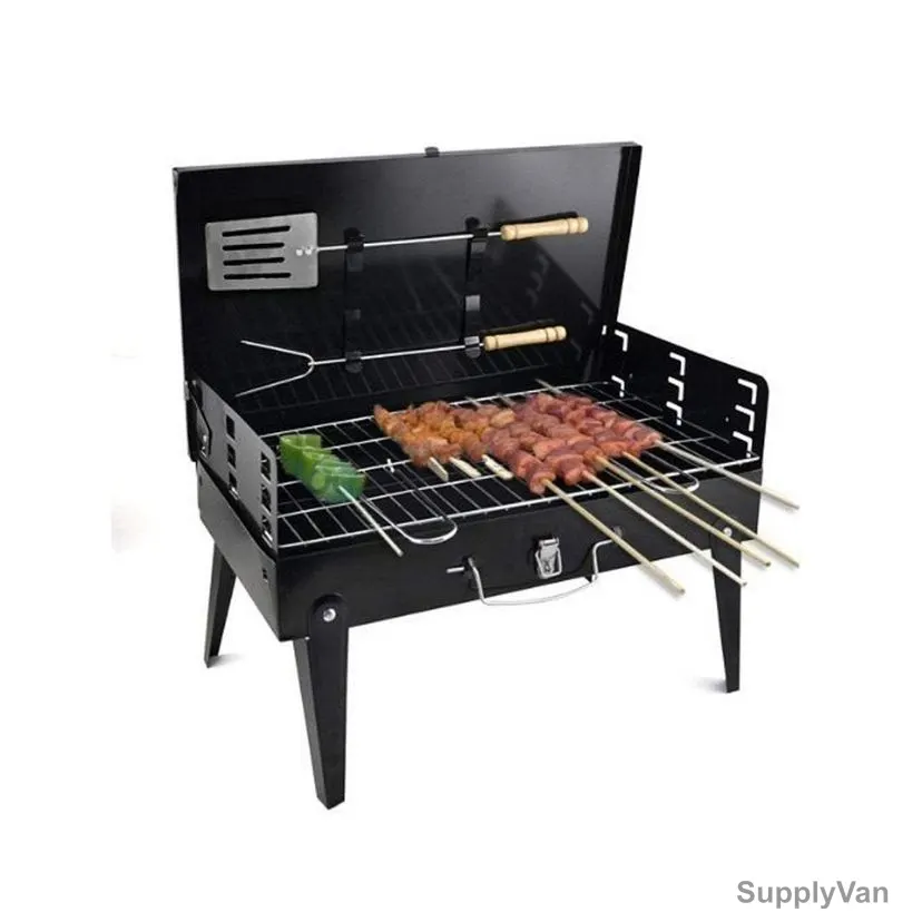 Briefcase Style Charcoal Barbecue and Tandoor Grill Stand, 32CM Width x 45.4CM Length