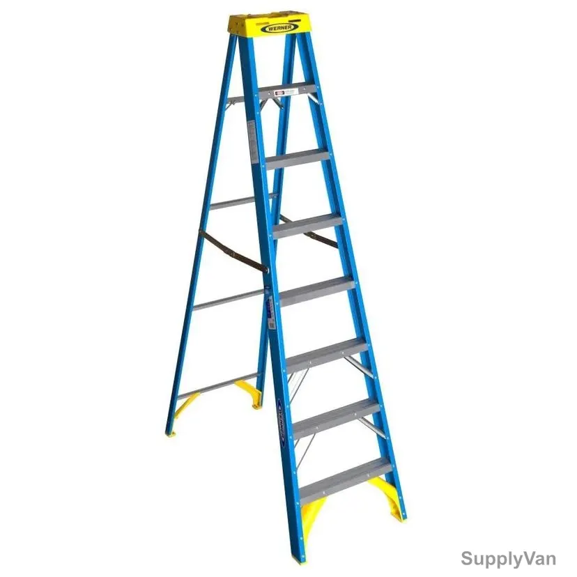 Werner Single Sided Step Ladder, 6008, Fiberglass, 8 Feet Height, 113 Kg Weight Capacity
