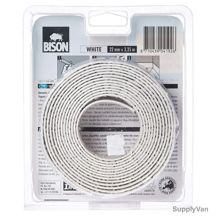 Bison Sealant Strip, 6302091, 3.35 Mtrs x 22MM, White