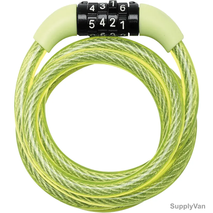 Master Lock Fixed Combination Cable Lock, 8143EURDPROCOL, Vinyl and Steel, 1.2 Mtrs x 8MM, Green
