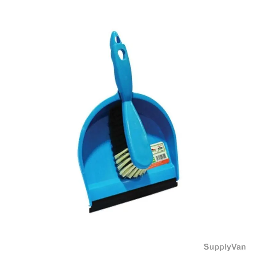 Akc Dustpan and Brush Set, DP03, Plastic/Rubber, Blue