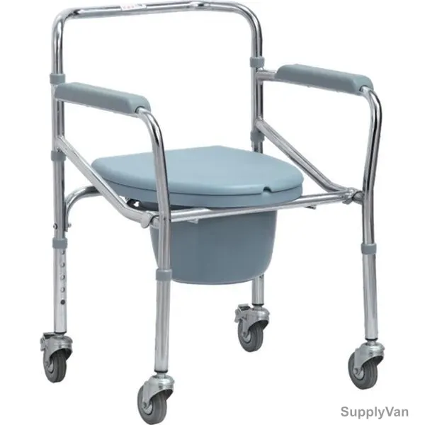 3W Commode Wheel Chair, 3W-696, Steel, Grey
