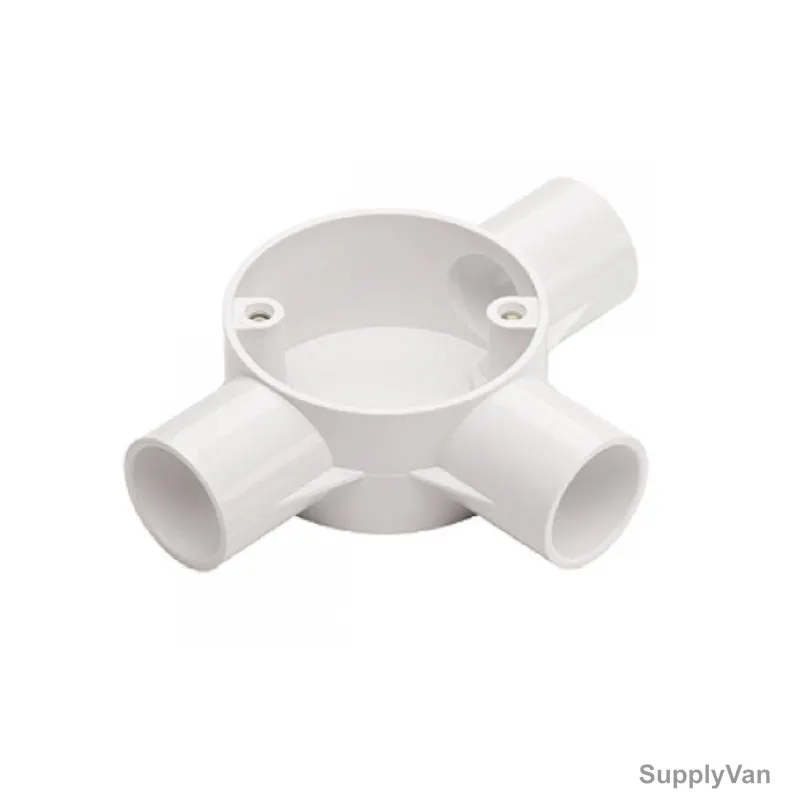 Decoduct Three Way Tee Box, DJE2, PVC, 20MM