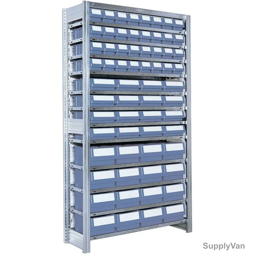 Bito Boltless Shelving With Shelf Trays, SKR1A, 12 Shelves, 1850 x 1008MM, Blue