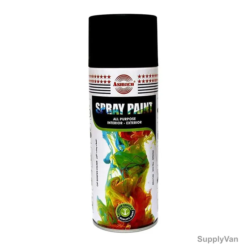 Asmaco All Purpose Spray Paint, 400ML, Matt Black
