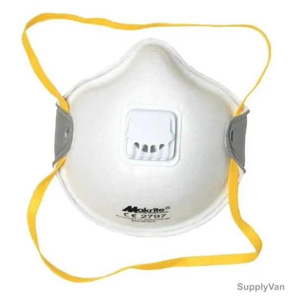 Makrite Disposable Particulate Respirator With Valve, ENVI-P3VF, ENVI Series, Polypropylene, FFP3, M/L, White, 10 Pcs/Pack — image 1