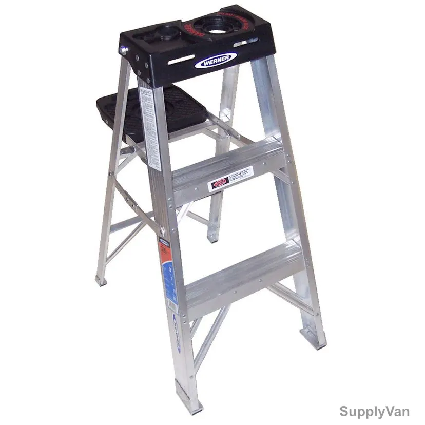 Werner Single Sided Step Ladder, 373, Aluminium, 3 Feet Height, 136 Kg Weight Capacity — image 1