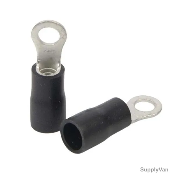 York Insulated Ring Terminal, RF3-5-4, 3.5-4 SQ.MM, Black, 100 Pcs/Pack
