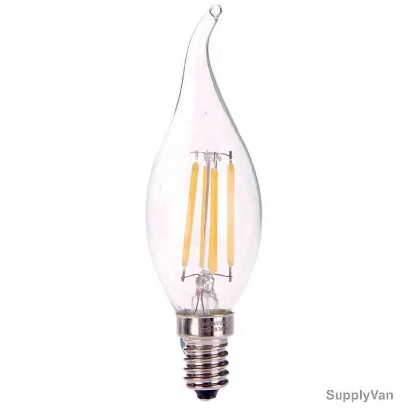 Levin LED Filament Candle Bulb With Tail, LCL-14FT6W-27, IP20, C37, E14, 4W, 2700K, Warm White