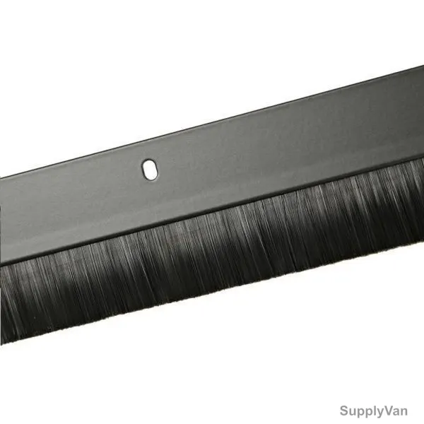 Robustline Door Bottom Brush Seal, Aluminium/Rubber, 100CM Length, Black