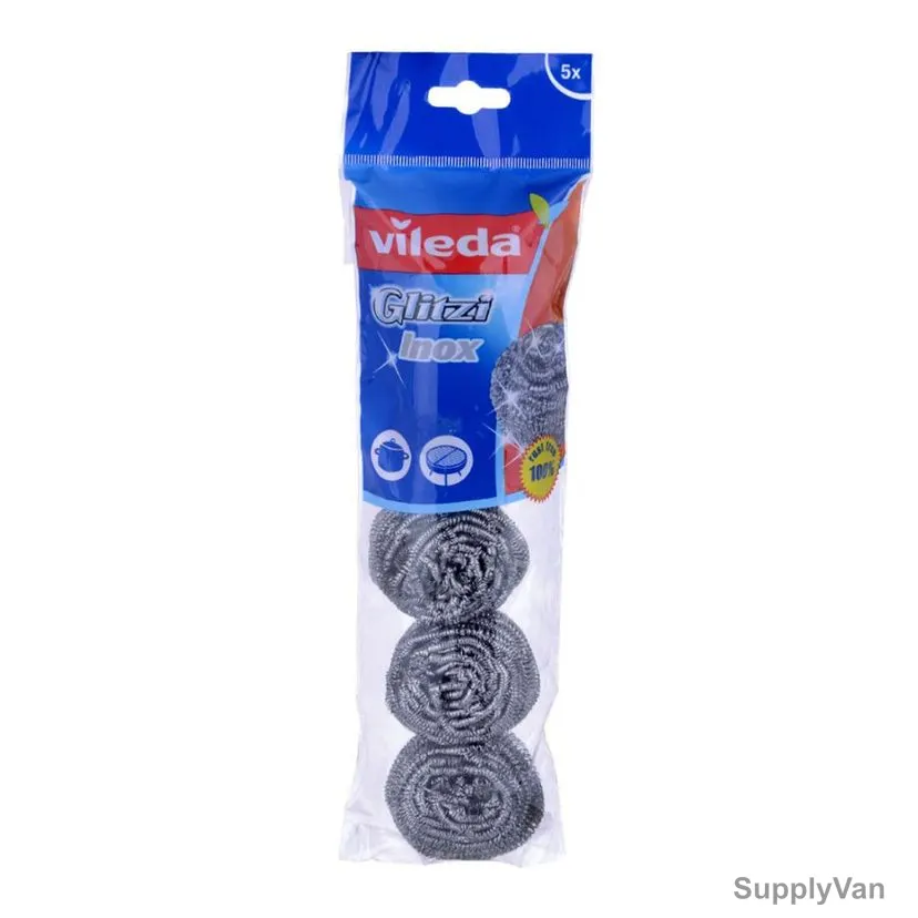 Vileda Inox Dish Washing Metallic Spiral Scourer, Silver, 5 Pcs/Pack
