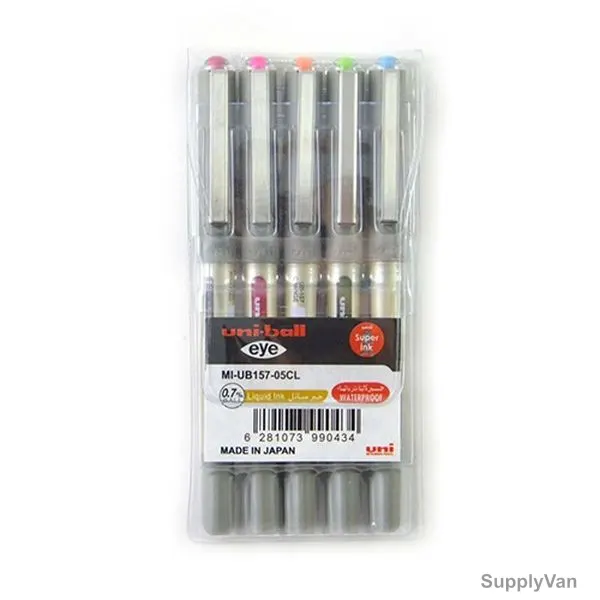 Uni-Ball 5 Color Ball Point Pen, UB157-05CL, Eye, 0.5MM Tip, Assorted Colors, 5 Pcs/Set