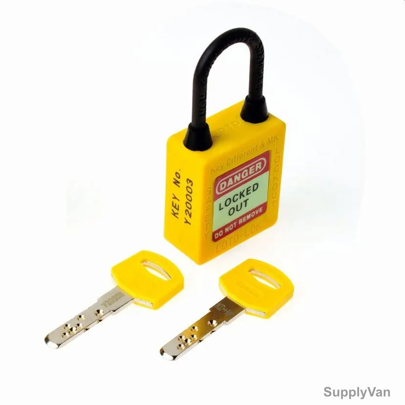 Loto-Lok Three Point Traceability Padlock, 3PTPYKDMKR40, Nylon and Stainless Steel, 40 x 5MM, Yellow
