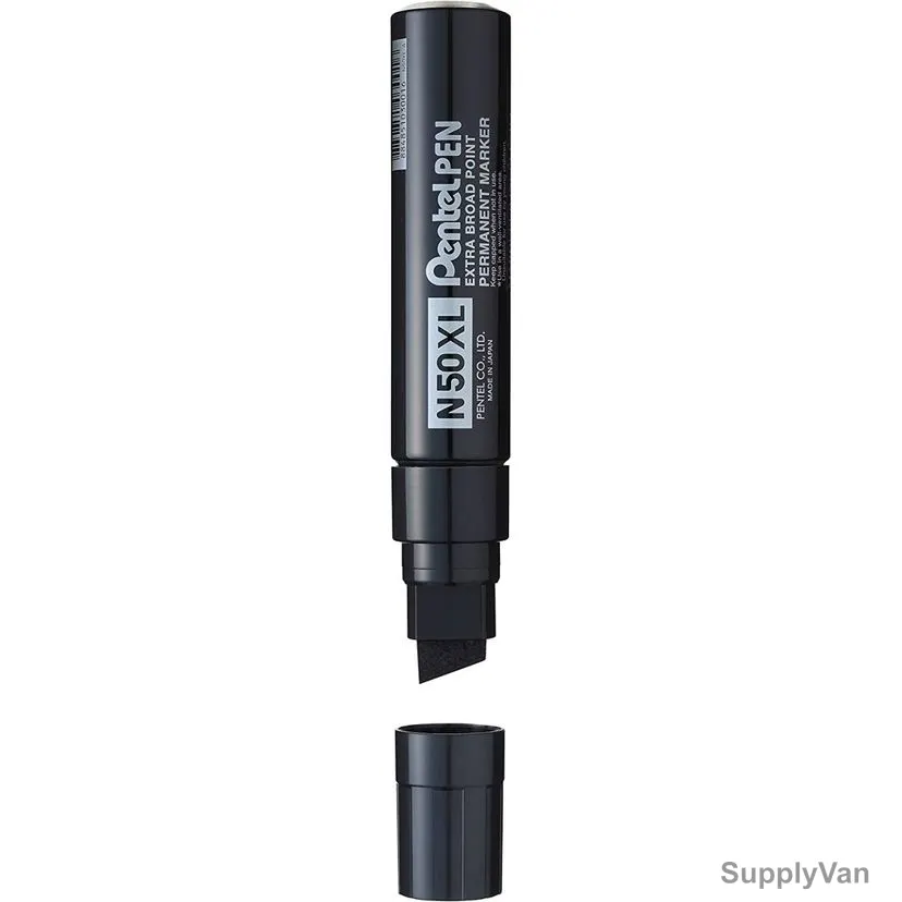 Pentel Xtra Broad Point Permanent Marker, PE-N50XL-A, Chisel, Black, 6 Pcs/Pack