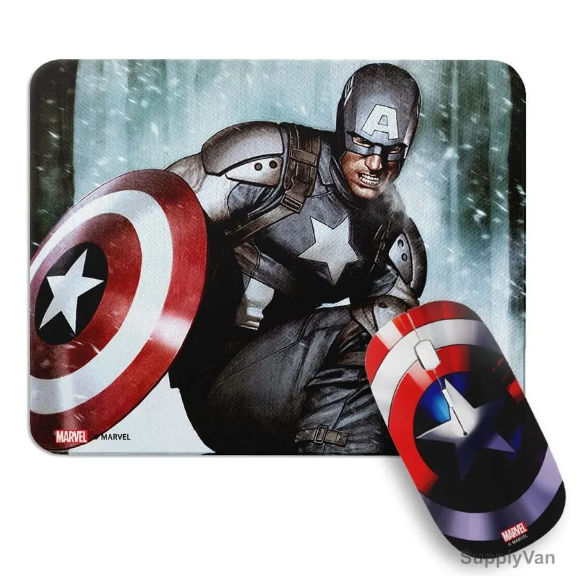 Wackylicious Captain America Wireless Mouse With Mouse Pad, 1378-1231-613, Combo Offer — image 1
