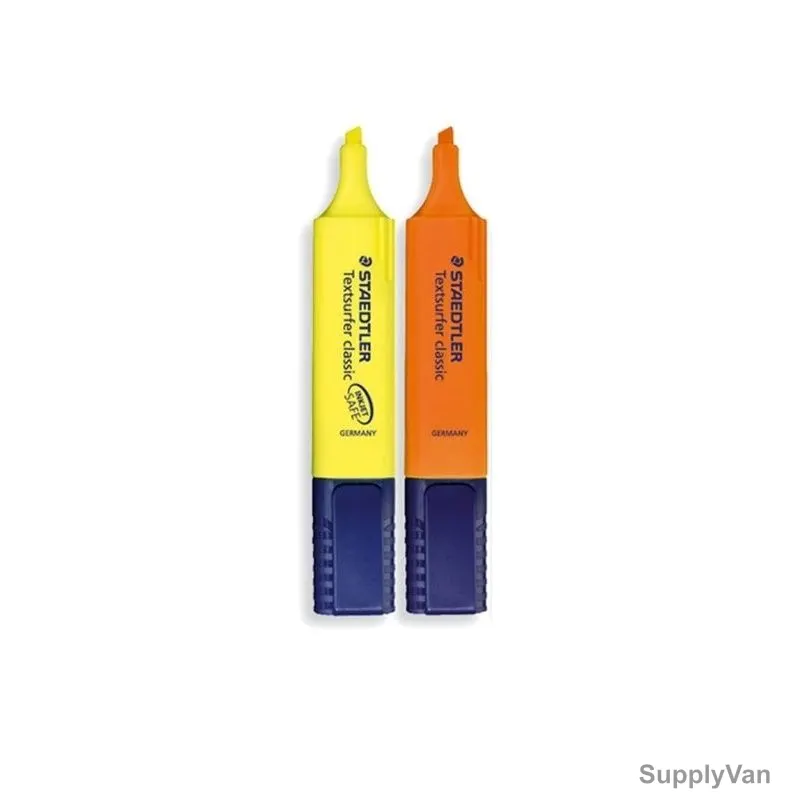 Staedtler Textsurfer Classic Highlighter, ST-364-0104BK2DA, 1.0-5.0MM Tip Size, Yellow/Orange, 2 Pcs/Pack
