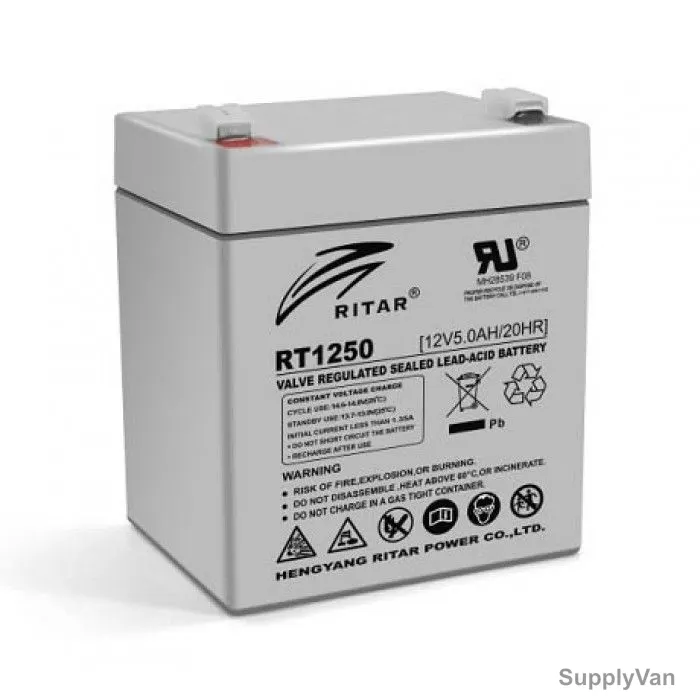 Ritar Reserve Power Battery, RT1250, 5Ah, 12VDC, 6 Cells