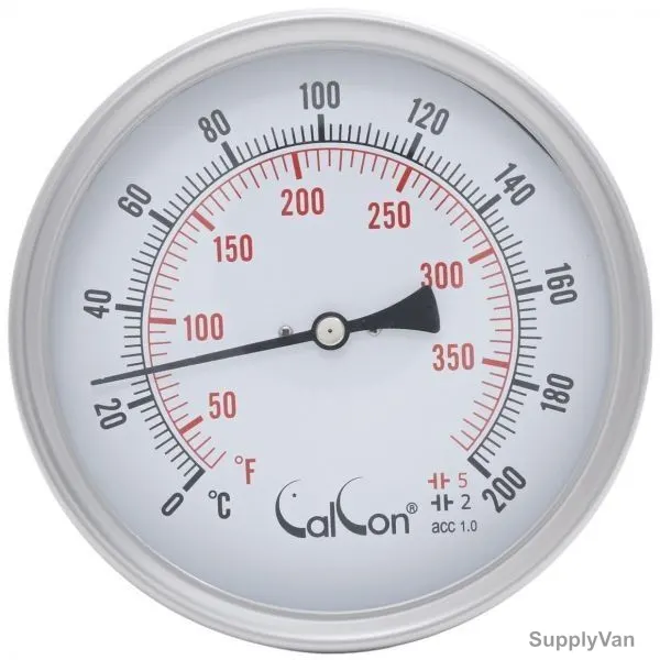 Calcon Bi-Metal Temperature Gauge, CCTE18, 125x200MM, 1/2 Inch, NPT, 0-200 Deg. C