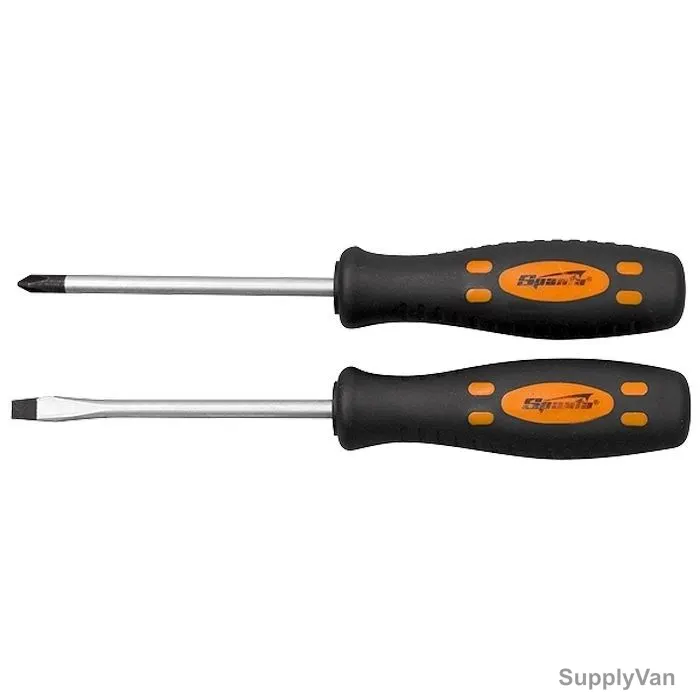 Sparta Screwdriver Set With Two-Component Ergonomic Handle, 135425, CrV Steel, 100MM, 2 Pcs/Set