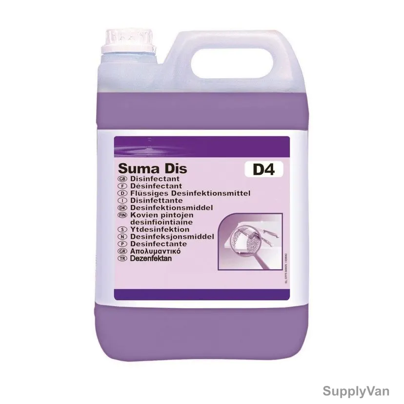 Diversey Suma Dis D4 Rinse Free Surface Disinfectant, JA102119, 1.5 Ltrs, 4 Pcs/Pack