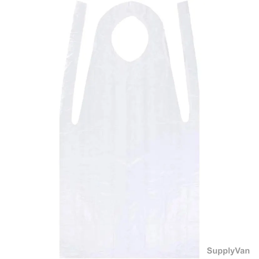 Swish Waterproof Disposable Apron, Polyethylene, 28 Inch Width x 46 Inch Length, White, 100 Pcs/Pack — image 1