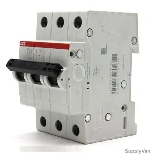 Abb Miniature Circuit Breaker, S203-C63, 3P, Curve C, 63A
