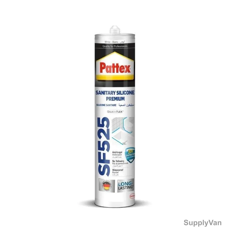 Pattex Premium Sanitary Silicone Sealant, SF525, 280ML, White