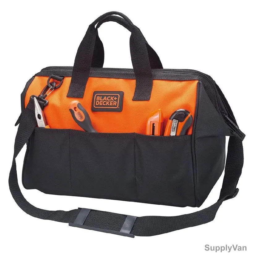 Black and Decker Tool Bag With Shoulder Strap, BDST73821-8, 16 Inch, Orange/Black — image 1