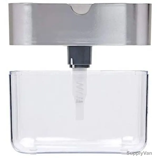 Soap Dispenser With Sponge Holder, ABS, 385ML, Grey/Clear