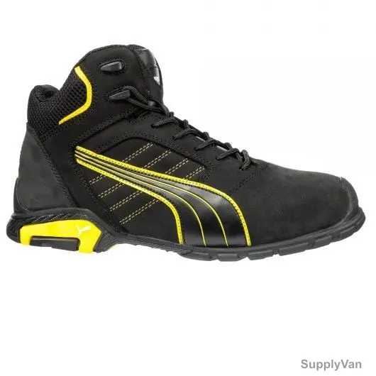 Puma Amsterdam Mid Ankle Safety Shoes, 632240, S3-SRC, Size40, Black/Yellow — image 1