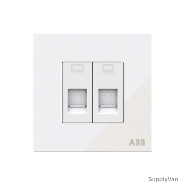 ABB Data Socket, AM32944-WG, Millenium, 2 Gang, RJ45, Cat 6, White Glass — image 1