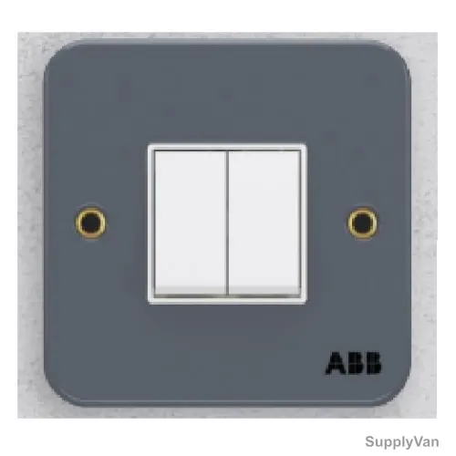 Abb Electrical Switch, BM102, Metal Clad Series, Urea/Metal, 2 Gang, 1 Way, 10A — image 1