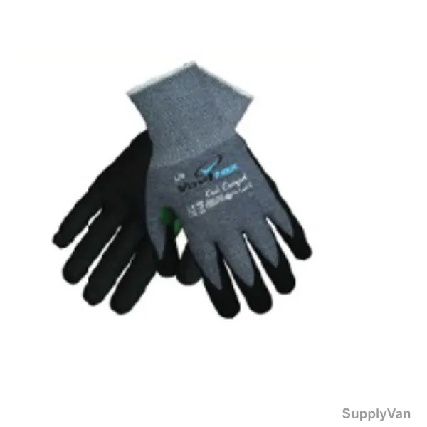 Vaultex Knitted Gloves With Thumb Crotch, JNU, Nitrile Coated, L, Grey/Black