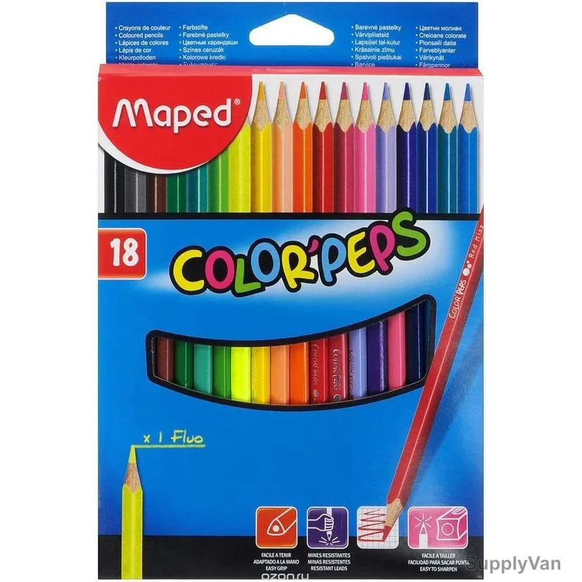 Maped Color'Peps Pencil Set, MD-183218, Assorted Colors, 18 Pcs/Set