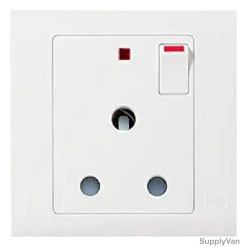Mk Dual Pole Switch Socket, MV2893WHI, Essential, Polycarbonate, 1 Gang, 15A, White