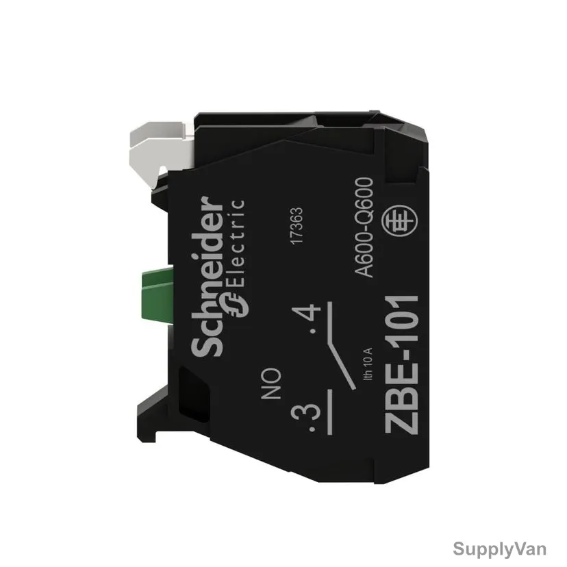 Schneider Electric Single Contact Block, ZBE-101, 1 Pole, 230V, 6A, 1NO, IP20