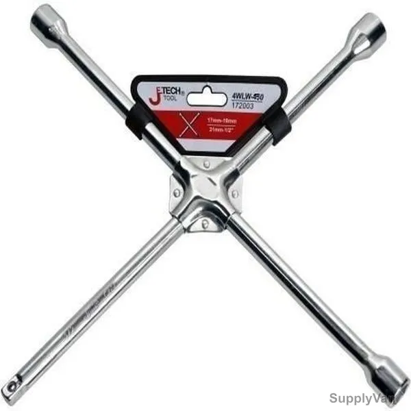 Jetech 4 Way Cross Wrench, 4WLW-350, Softgrip, 1/2 Inch