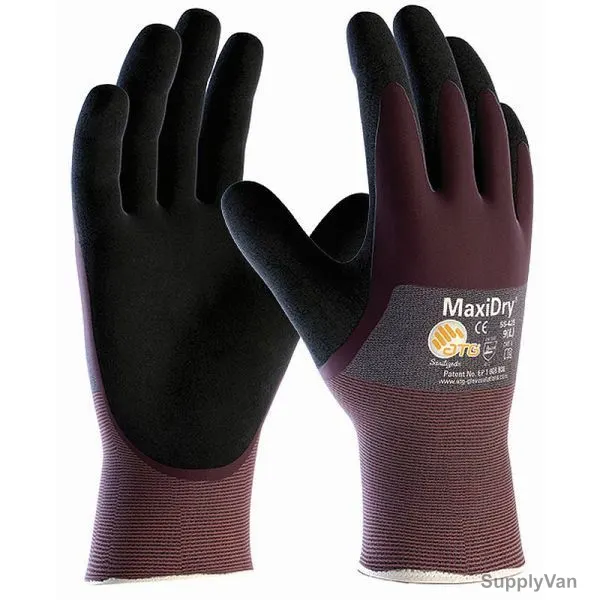 ATG Safety Gloves, 56-425, Maxidry, L, Purple and Black