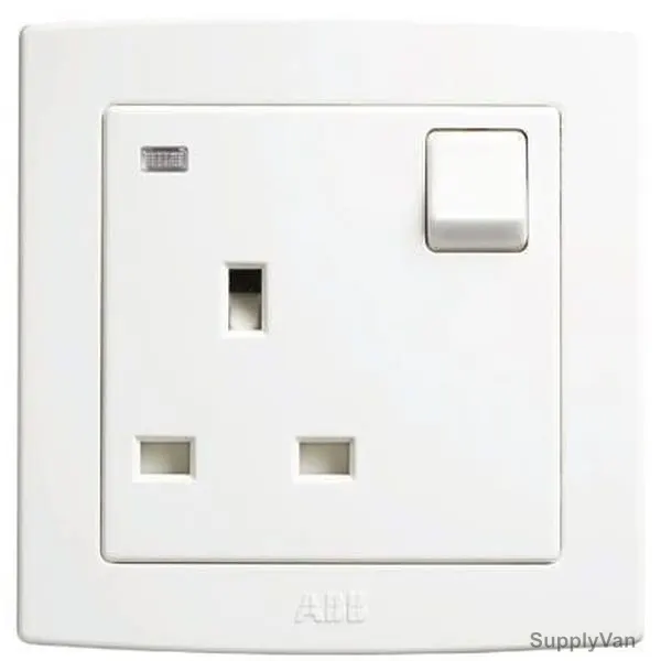 ABB Dual Pole Switch Socket, AC238, PVC, 1 Gang, 13A