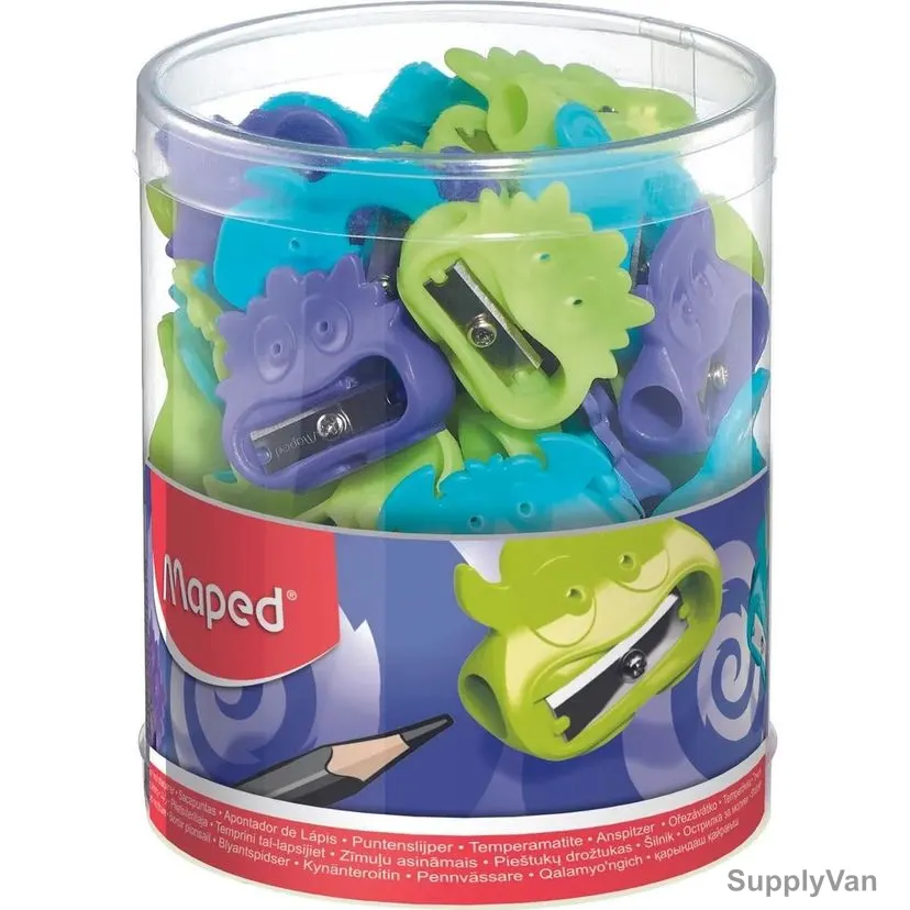 Maped Vivo Monsters Pencil Sharpener, MD-063579, 1 Hole, Assorted Colors, 40 Pcs/Set