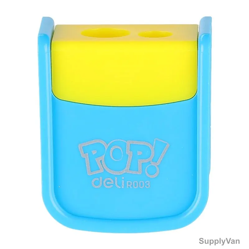 Deli Pencil Sharpener, ER00300, 2 Hole, 8/12MM Hole Dia, Blue