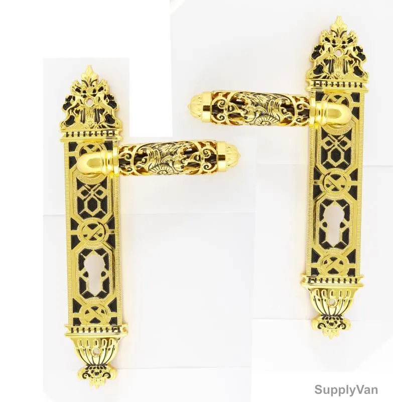 APT Lever Handle with lock, SAF-18, Brass Material, Gold Colour