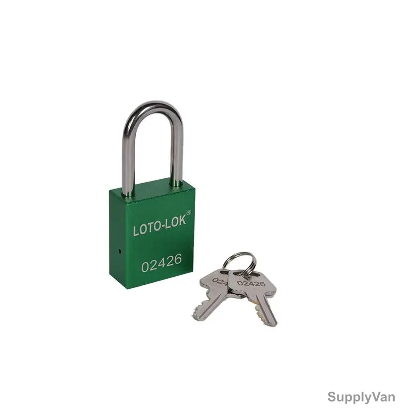 Loto-Lok Lockout Padlock, PD-ALGNKDS38, Aluminium and Stainless Steel, 38 x 6MM, Green