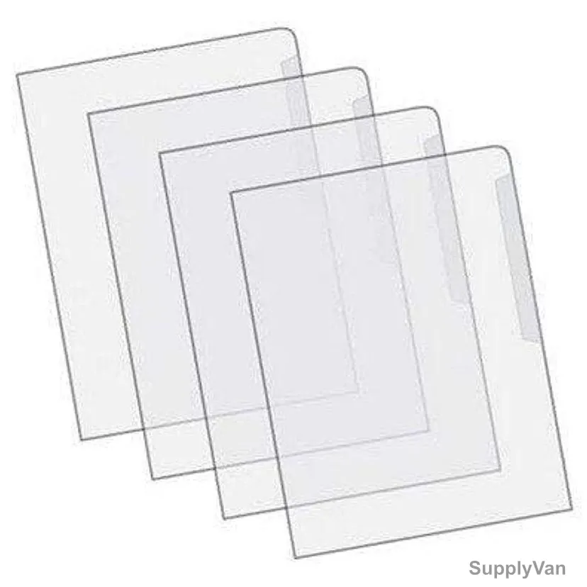Deluxe L-Shaped Document Folder, DX-E310D, Plastic, 220MM Width x 310MM Length, A4, Clear, 100 Pcs/Pack — image 1