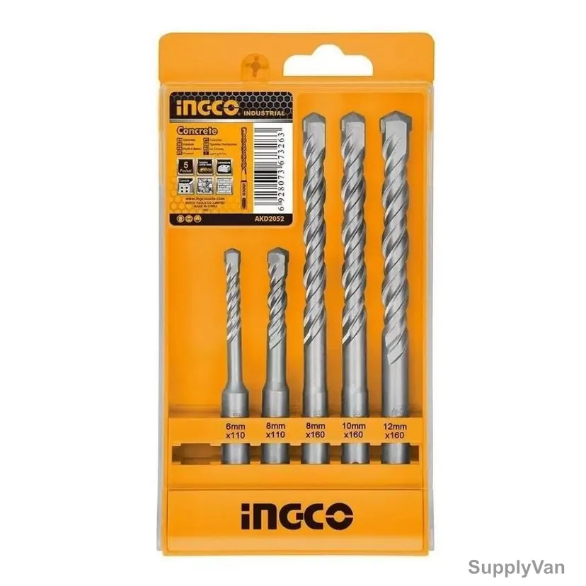 Ingco SDS Plus Hammer Drill Bit Set, AKD2052, 5 Pcs/Set