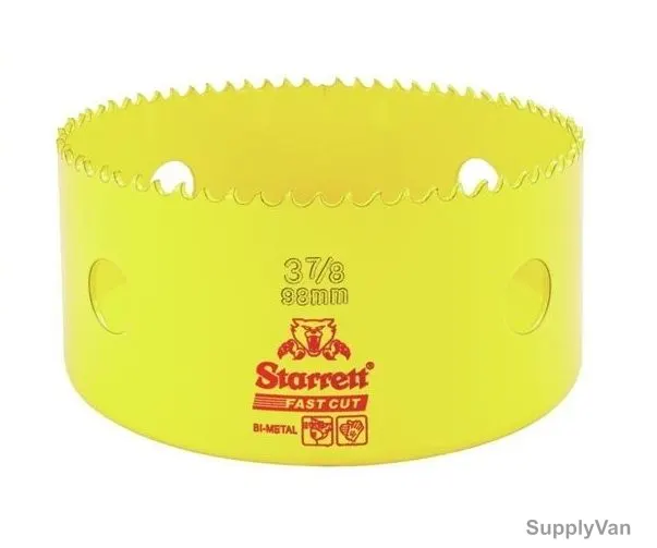 Starrett Hole Saw, FCH0378, High Speed Steel, 98MM, 5.5 TPI, Yellow