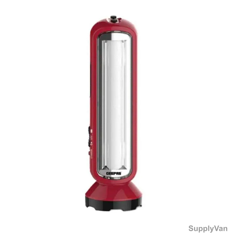 Geepas Rechargeable LED Handheld Flashlight With Emergency Lantern, GFL4663, Aluminium, 4V, 1600mAh, 210MM, Maroon — image 1