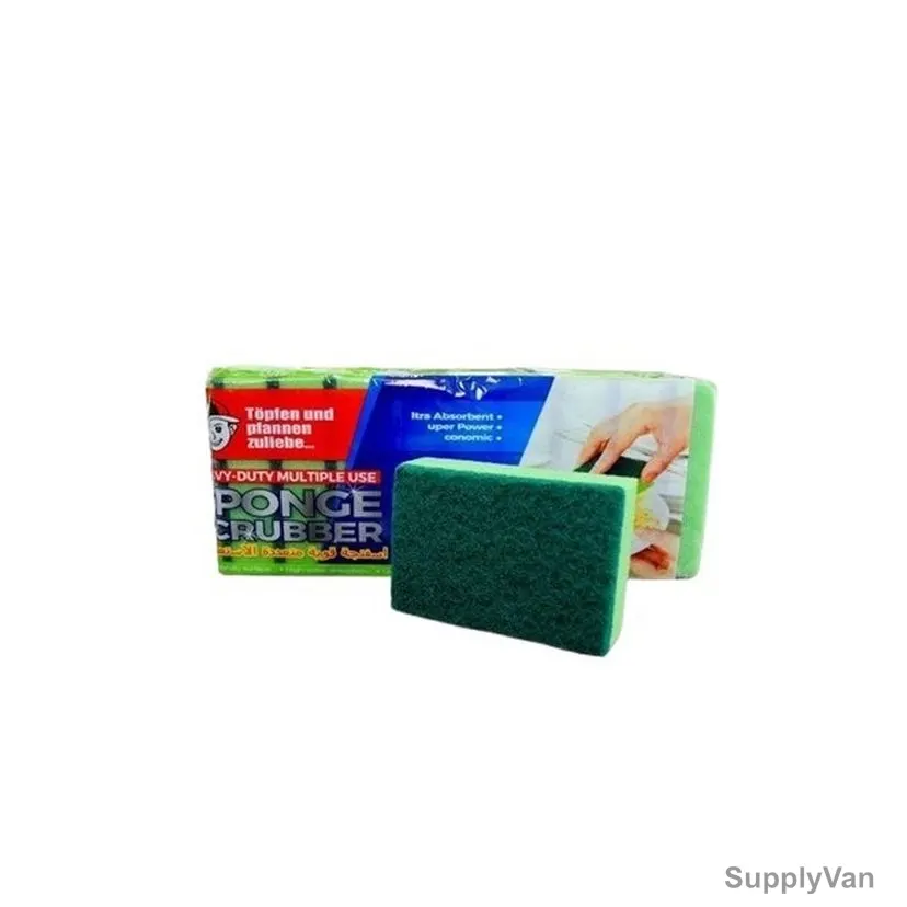 Akc Sponge Scrubber, SP14G, 8.2CM Width x 12.2CM Length, Green, 10 Pcs/Pack