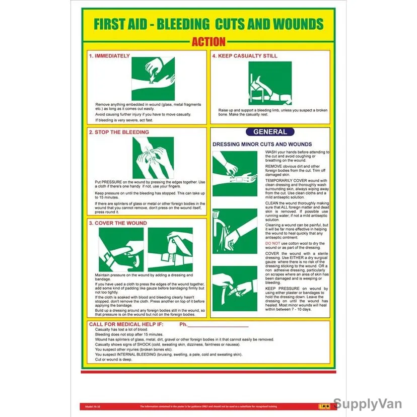 Loto-Lok First Aid Poster, FA-10, Vertical, 600 x 450MM