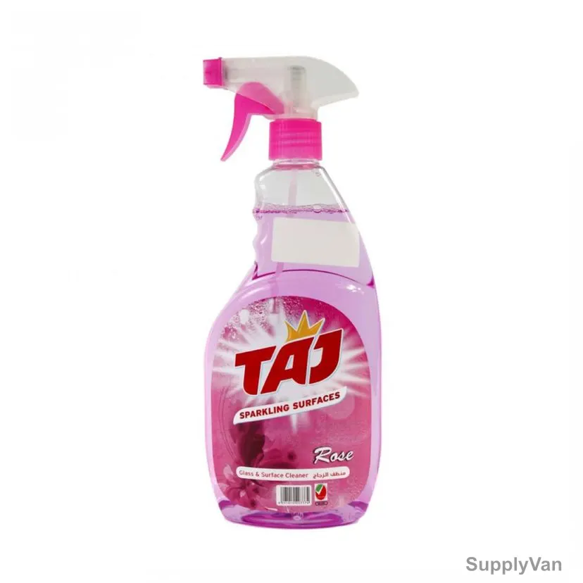 Taj Glass and Surface Cleaner, Rose, 750ML, 12 Pcs/Pack